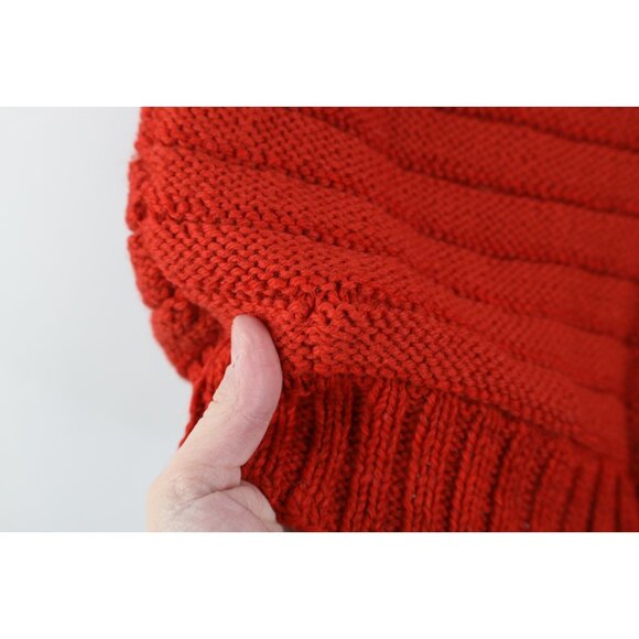 Vintage 60s Streetwear Womens Small Hand Crochet Open Front Sweater Vest Red - Picture 6 of 10